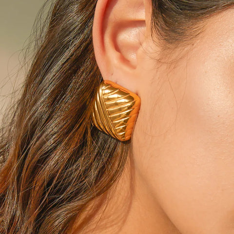 Sculpted Geometric Stud Earrings