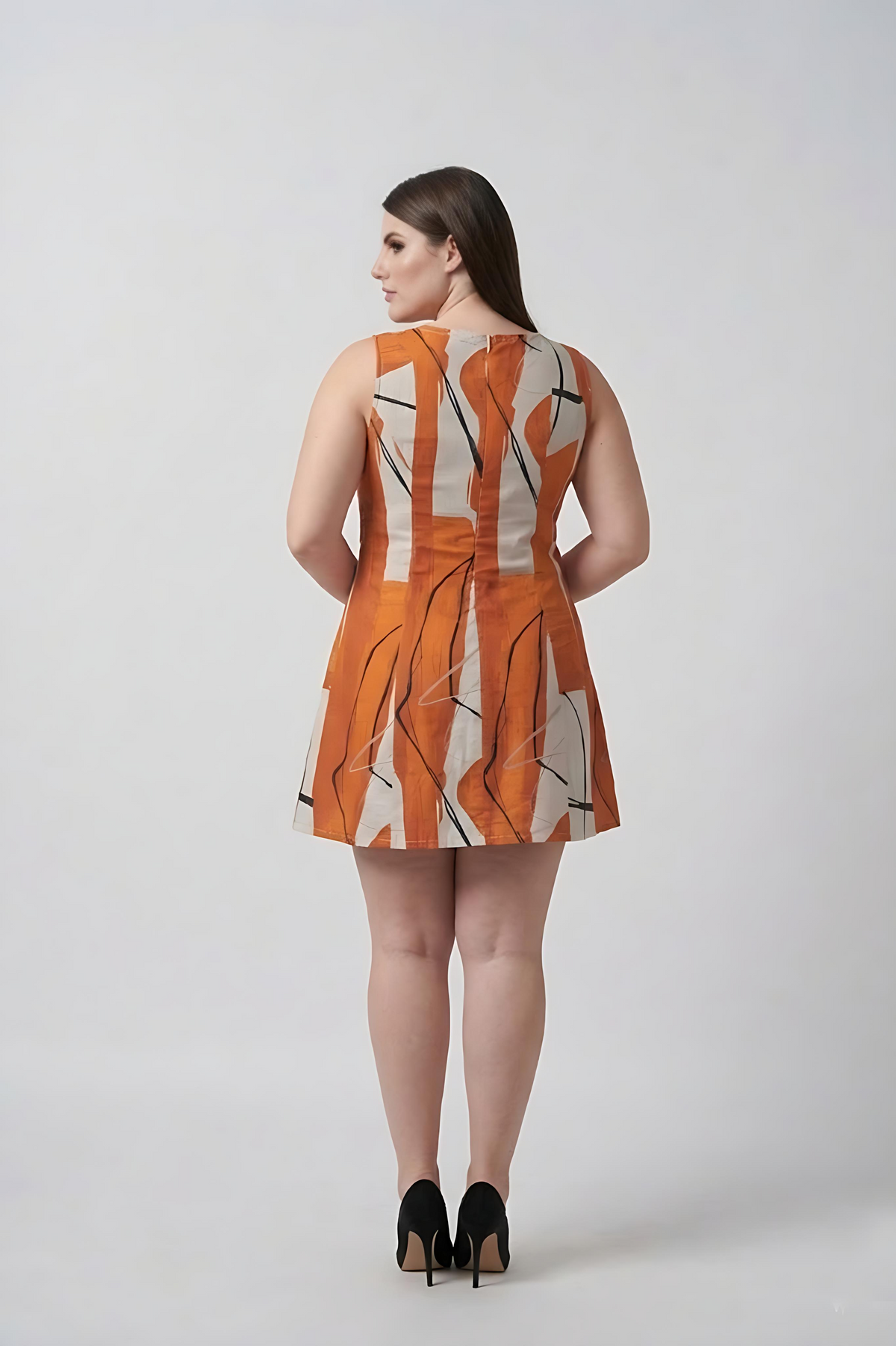 Plus size cotton satin short dress with a smooth, non-clingy drape that allows ease of movement and comfort