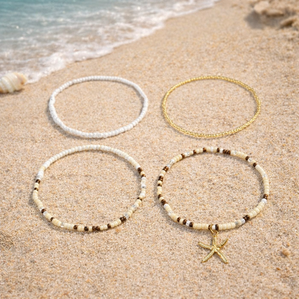 Starfish Beaded Anklet Set