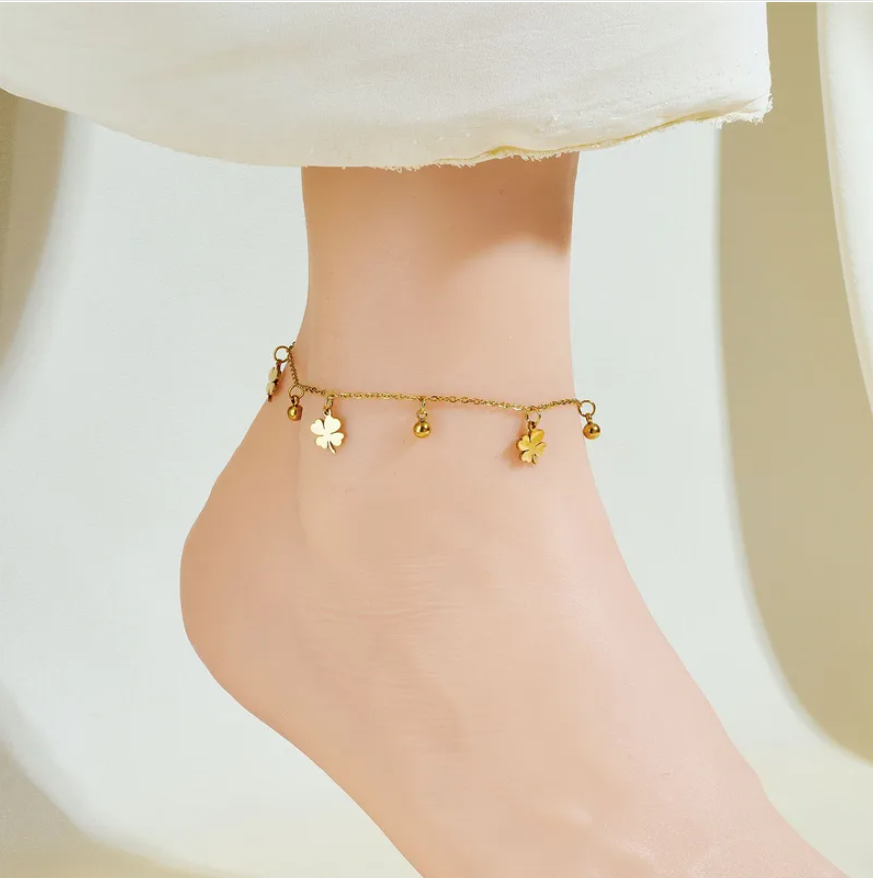 Petal Charm Titanium Anklet