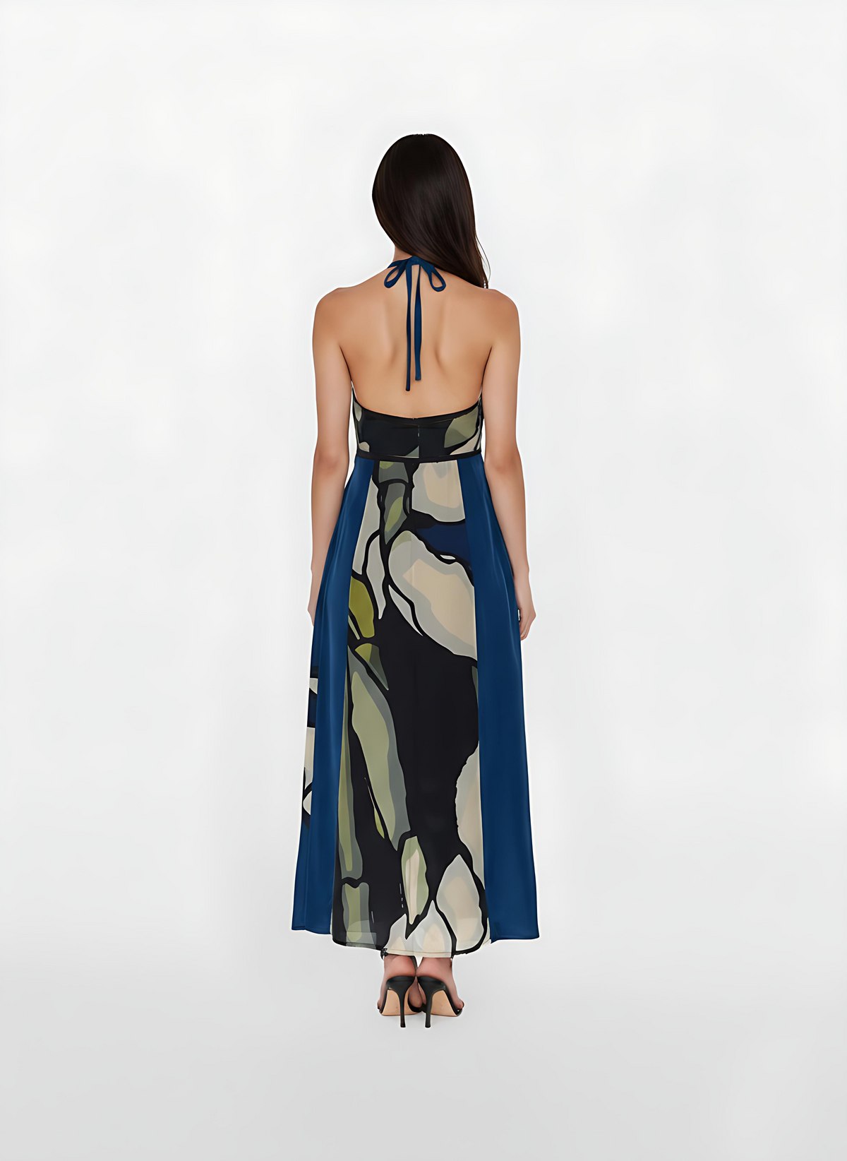 Abstract Bloom Halter Dress