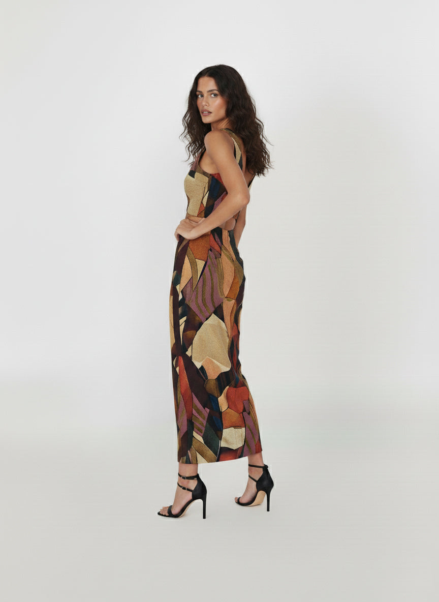 Rustic Mosaic Maxi Dress