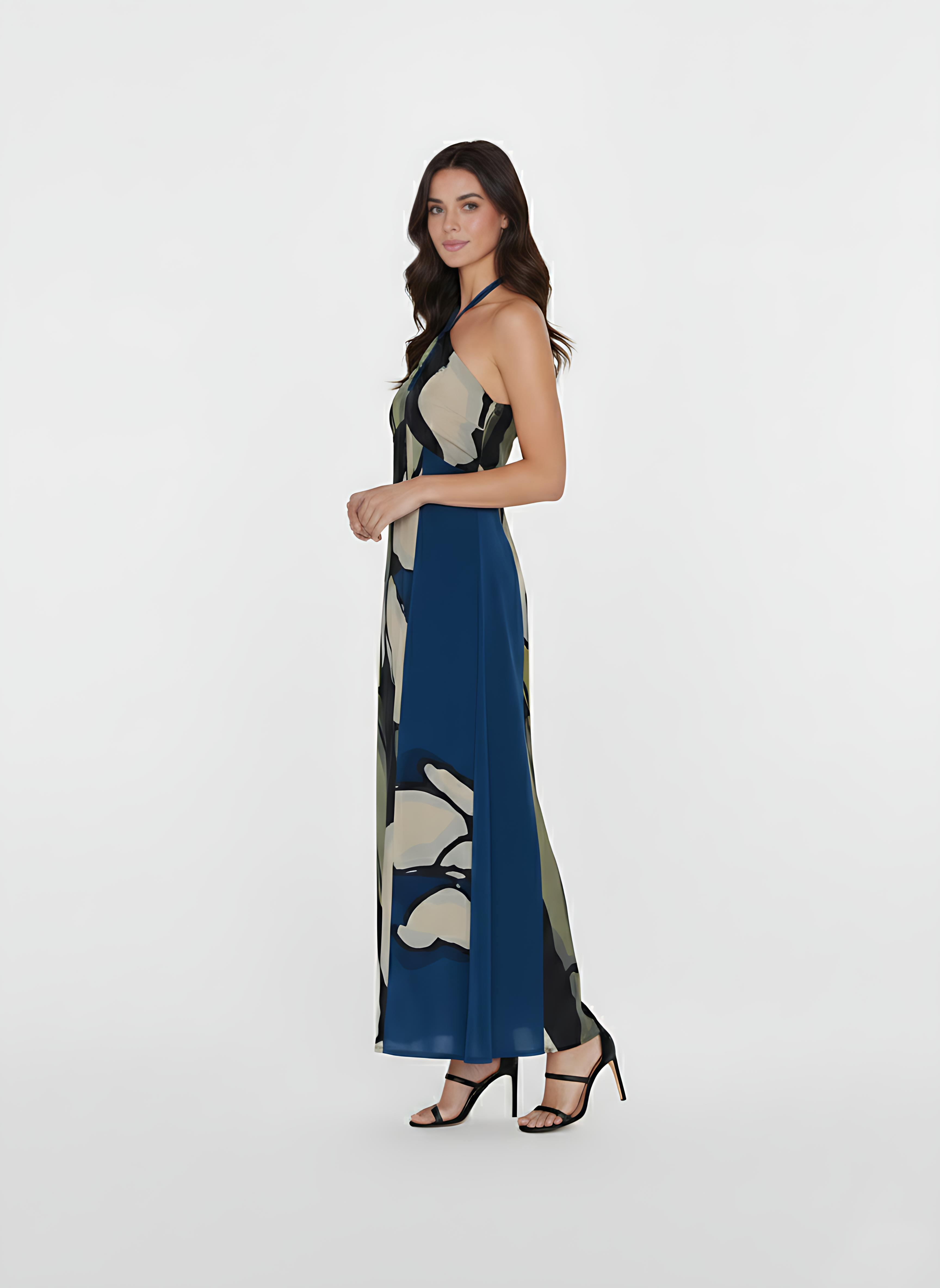 Abstract Bloom Halter Dress