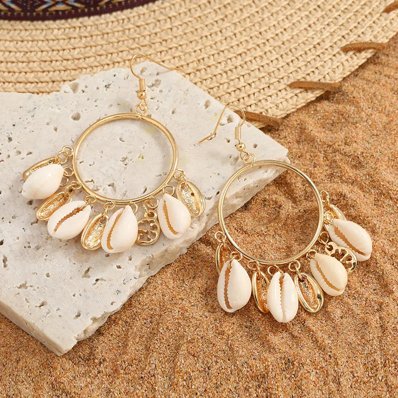 Shell Drop Earrings – Gold
