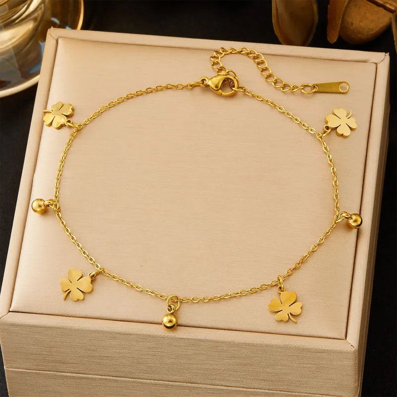 Petal Charm Titanium Anklet