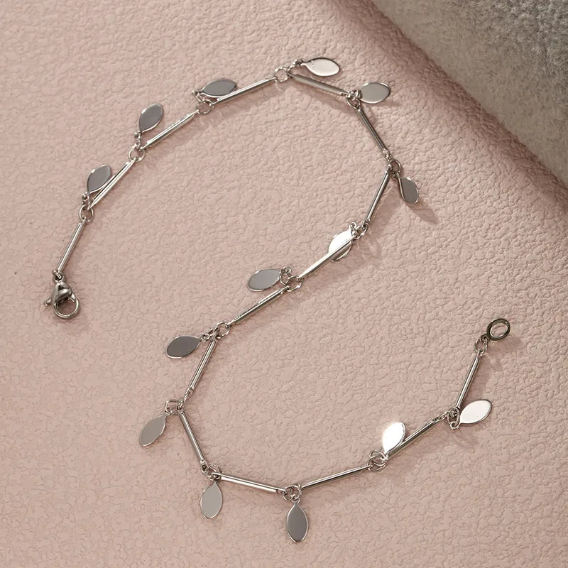Oval Charm Anklet – Silver