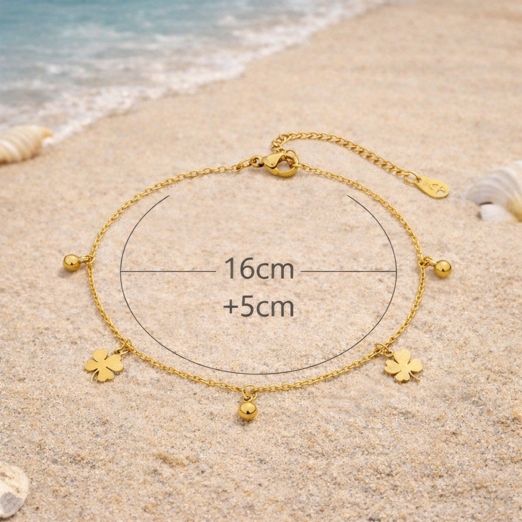 Petal Charm Titanium Anklet