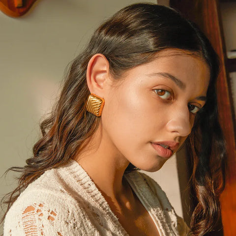 Sculpted Geometric Stud Earrings
