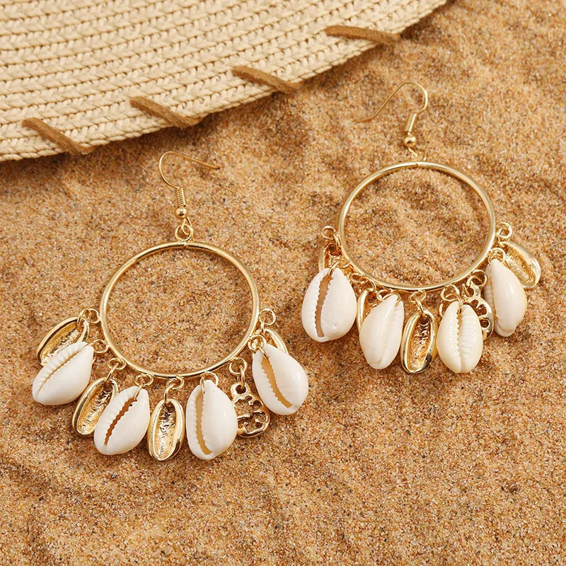 Shell Drop Earrings – Gold