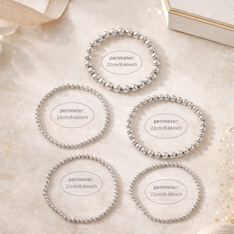 A beautifully coordinated silver beaded anklet set designed to be worn together for a layered statement or individually for a more delicate touch during your tropical getaway.